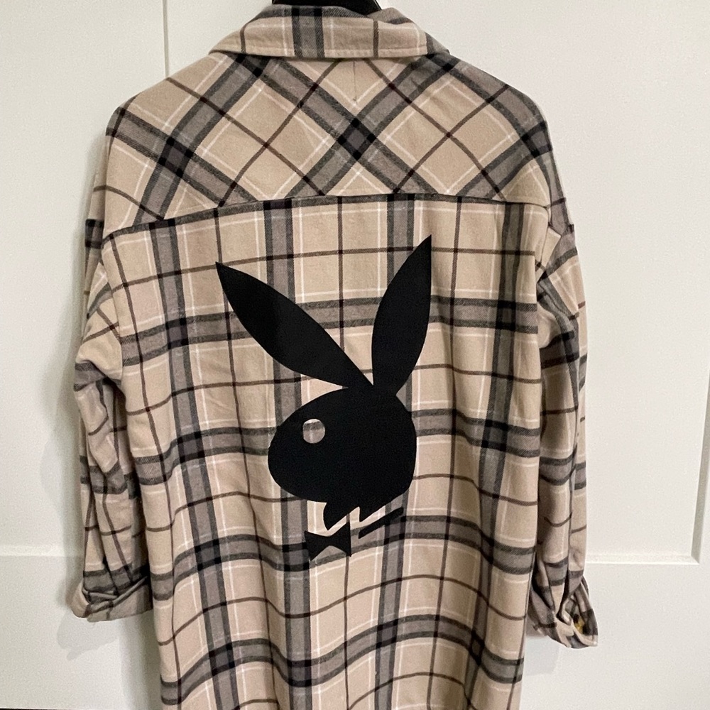 Oversized plaid Playboy shirt size small (only worn twice)